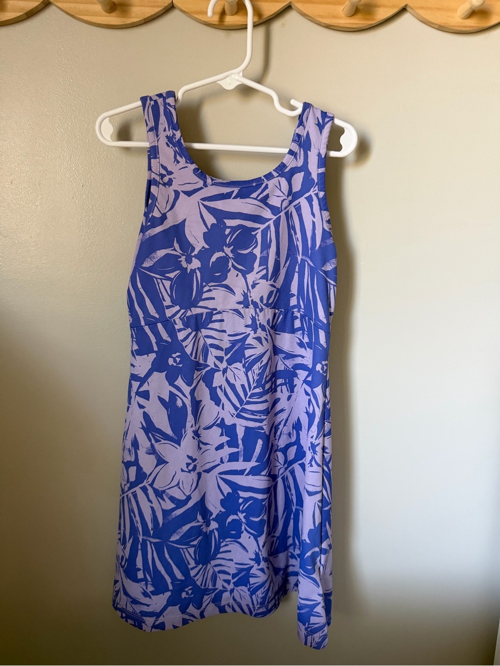 Columbia PFG Girls XS 6/6X Blue White Floral Tropical Sundress Stretch